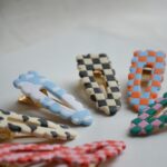Barrettes cheveux damier colorées
