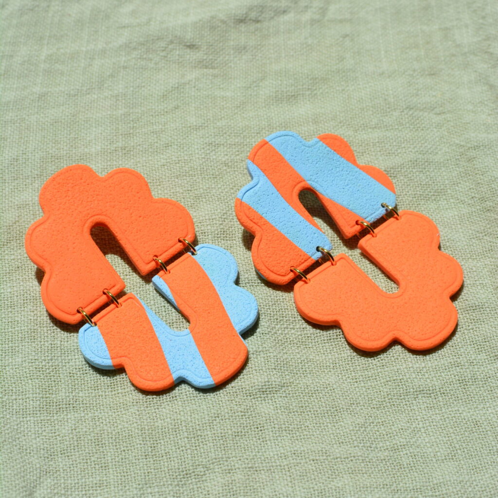 boucles d'oreilles orange bleu saboom