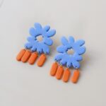 boucles d'oreilles bleu orange colorée saboom