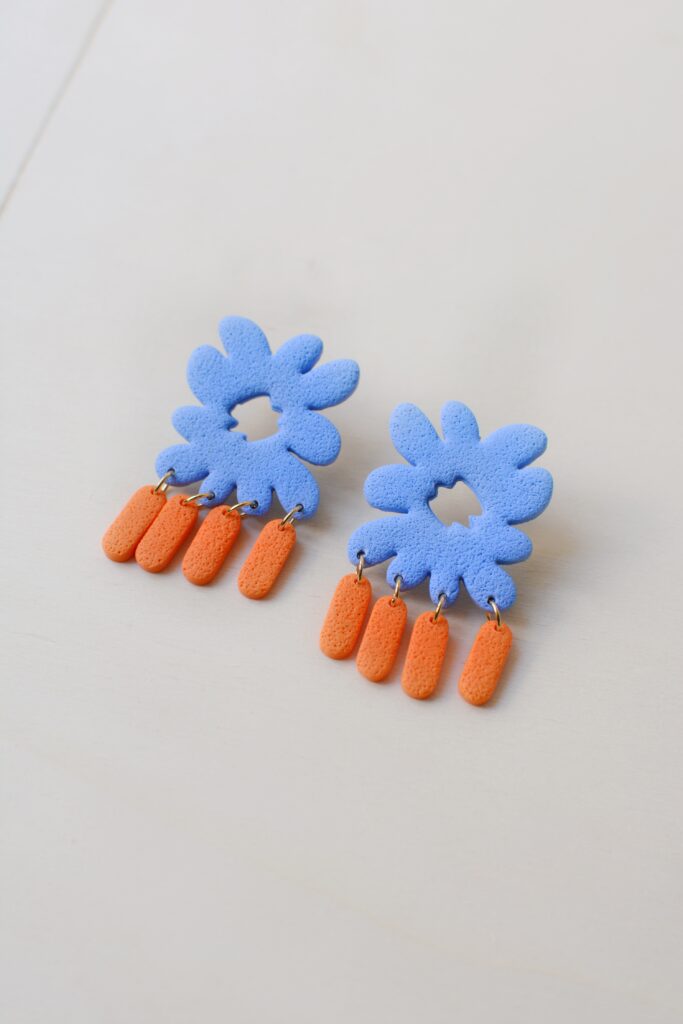 boucles d'oreilles bleu orange colorée saboom