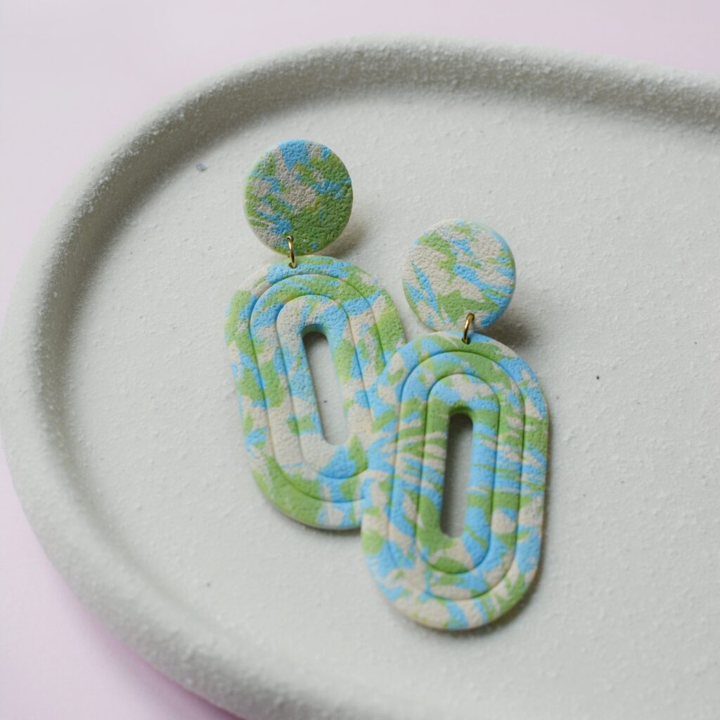 boucles d'oreilles colorées uniques bleu vert saboom