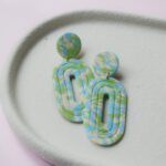 boucles d'oreilles colorées uniques bleu vert saboom