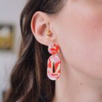 boucles d'oreilles colorées uniques rouge rose saboom