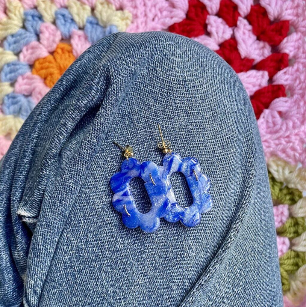 Boucles d'oreilles colorées bleues saboom