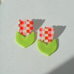 Boucles d'oreilles Léa fleurs damier Saboom