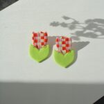 Boucles d'oreilles Léa fleurs damier Saboom