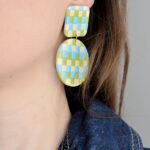 Boucles d'oreilles Nina vert bleu beige