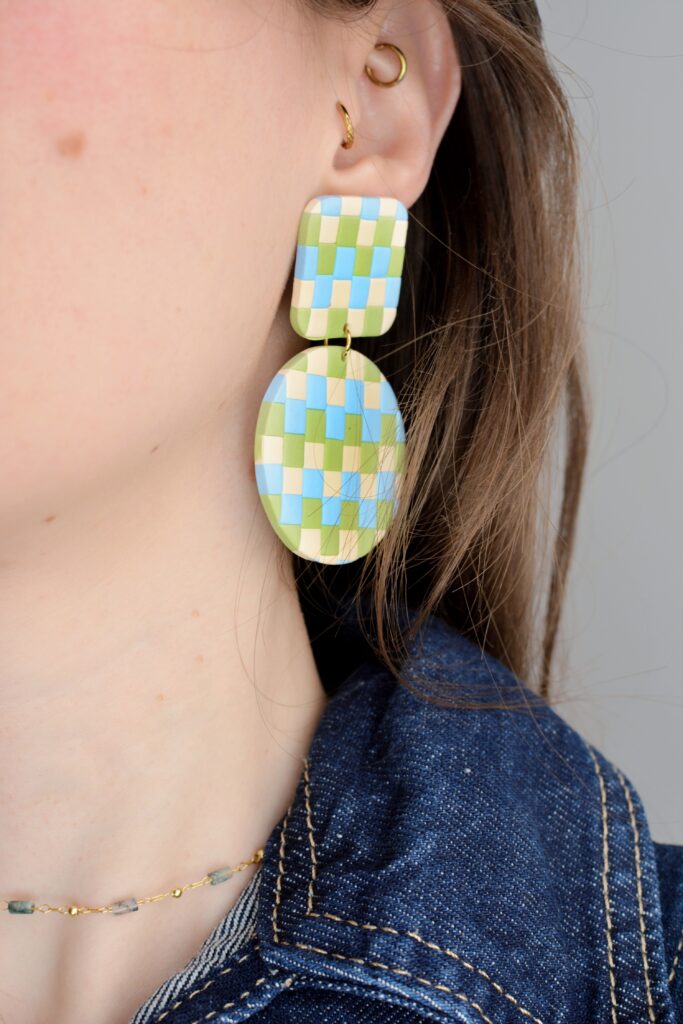 Boucles d'oreilles Nina vert bleu beige