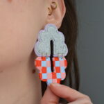 Boucles d'oreilles Violette - version damier