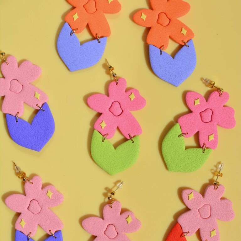 boucles d'oreilles colorées fleurs saboom