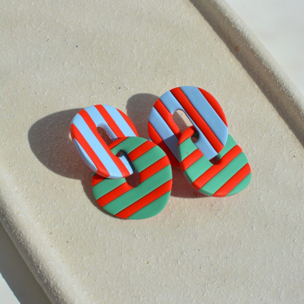 Boucles d’oreilles Cléo – bleu, vert, rouge