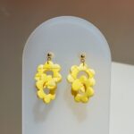 Boucles d'oreilles Lili fleurs damier jaune et jaune beurre Saboom