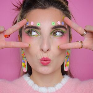 boucles d'oreilles bouquet de fleurs colorées Saboom