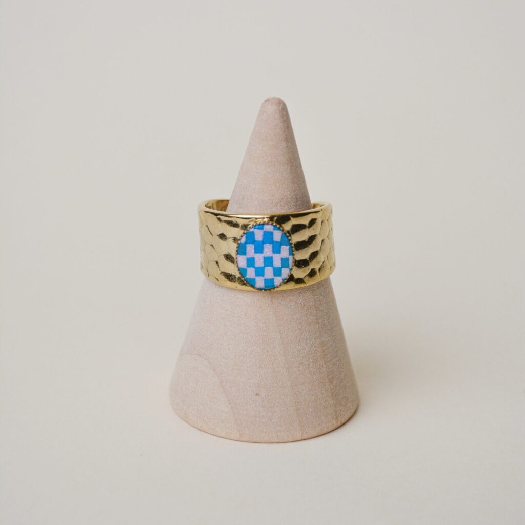 Bague mini damier