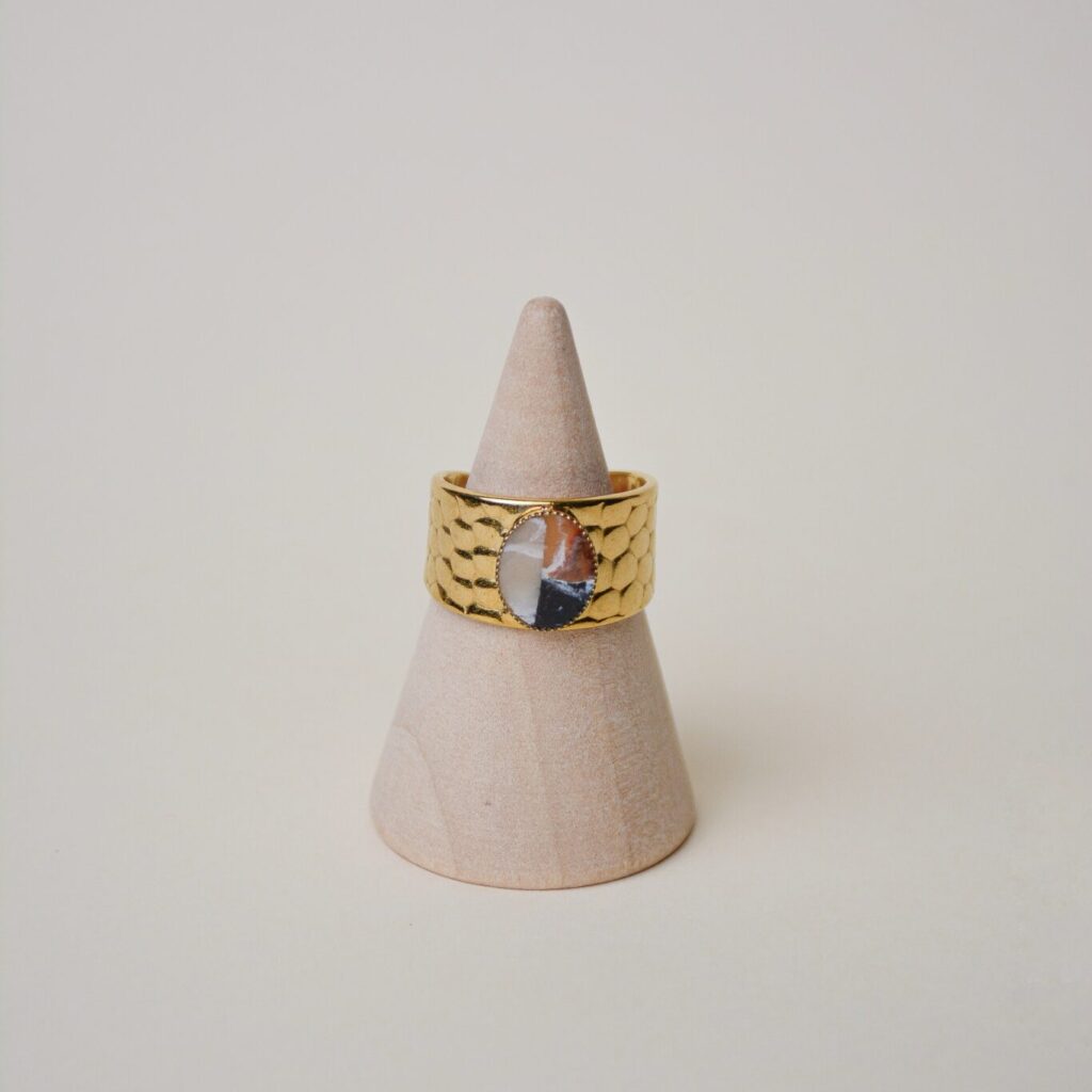 Bague – inspiration pierres : beige / marron / noir