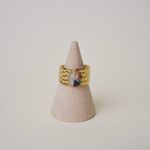 Bague colorée acier inoxydable pierres blanc marron noir Saboom