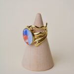 Bague colorée acier inoxydable pierres bleus terracotta Saboom