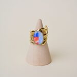 Bague colorée acier inoxydable pierres bleus terracotta Saboom
