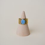 Bague colorée acier inoxydable rayures bleu rose Saboom