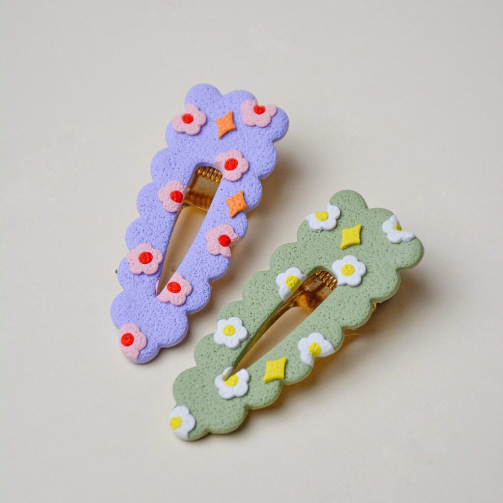 Barrette fleurs et étincelles (2 couleurs)