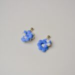 Boucles d'oreilles colorées Saboom Lili damier bleu beige