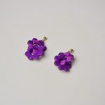 Boucles d'oreilles colorées Saboom Lili damier prune