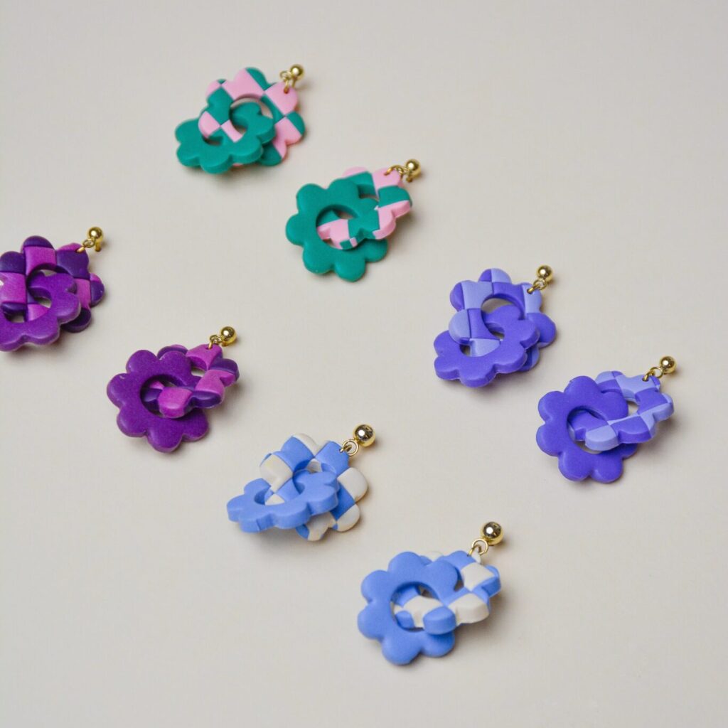 Boucles d&rsquo;oreilles – Lili (damiers)