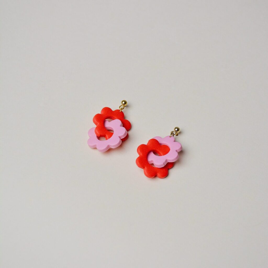 Boucles d'oreilles colorées Saboom Lili rose rouge