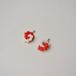 Boucles d'oreilles colorées Saboom Lili rouge beige