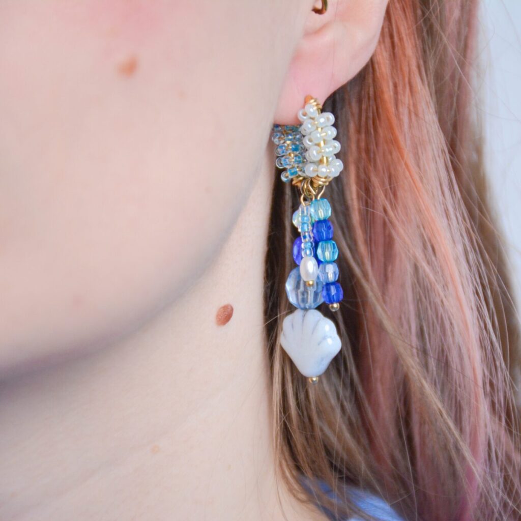 Boucles d'oreilles colorées Saboom perles bleu