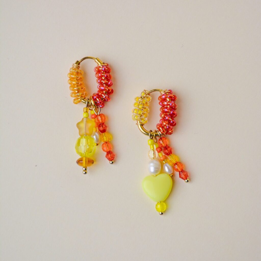 Boucles d'oreilles colorées Saboom perles verre orange jaune