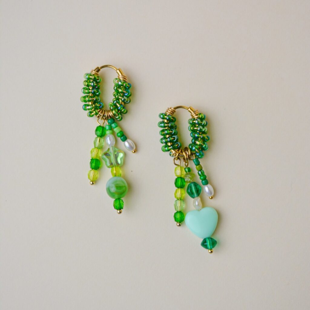 Boucles d'oreilles colorées Saboom perles vert