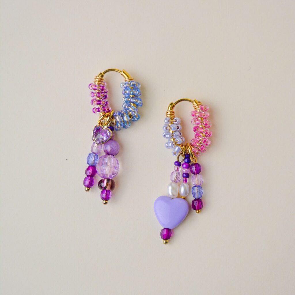 Boucles d'oreilles colorées Saboom perles verre violet