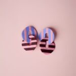 Boucles d'oreilles Saboom Cléo rose bleu marron