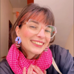 Boucles d'oreilles Saboom Cléo rose bleu marron