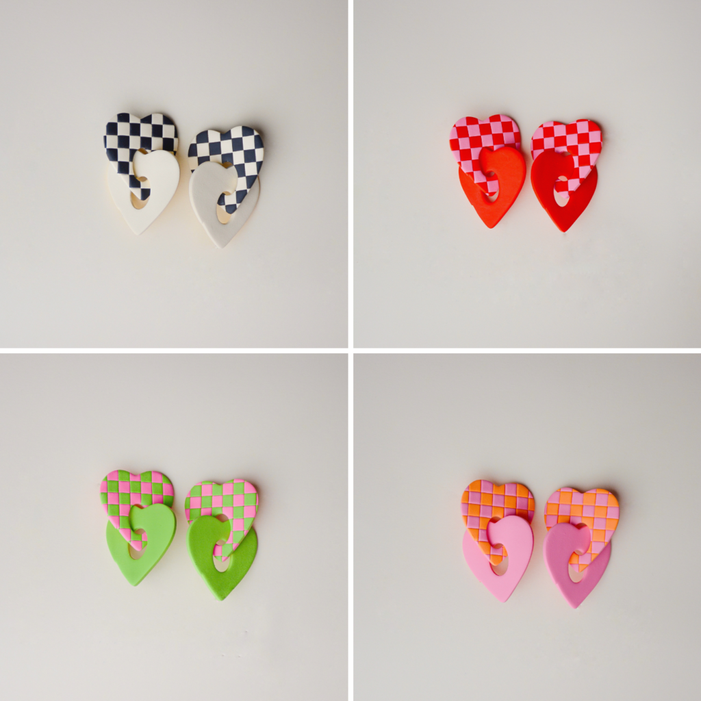 Boucles d'oreilles colorées Yseult damiers