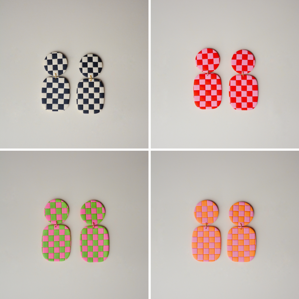 Boucles d'oreilles colorées Nana damiers