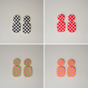 Boucles d'oreilles colorées Nana damiers
