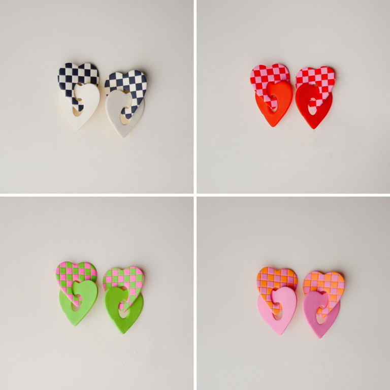 Boucles d'oreilles colorées Yseult damiers