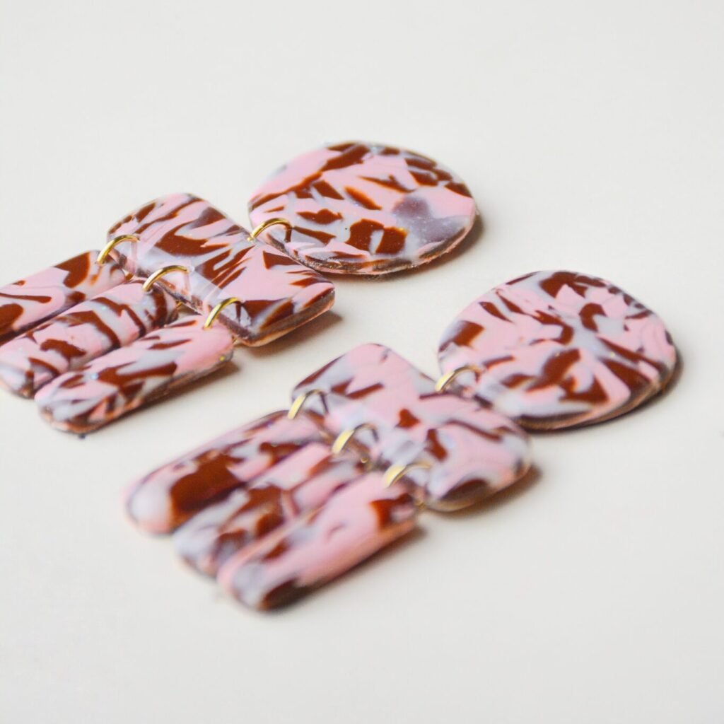 boucles d'oreilles colorées Saboom Camélia rose et marron