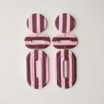 boucles d'oreilles colorées Saboom Diane rayures rose marron