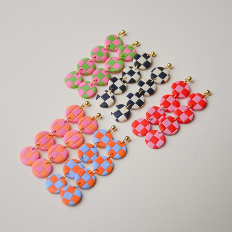 Boucles d'oreilles Maïa - damiers (5 couleurs)