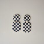 boucles d'oreilles colorées Saboom Nana damiers beige noir