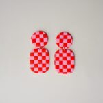 boucles d'oreilles colorées Saboom Nana damiers rouge rose