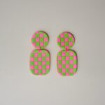 boucles d'oreilles colorées Saboom Nana damiers vert rose