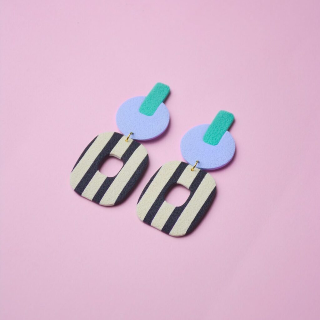 boucles d'oreilles colorées Saboom Ninon bleu vert