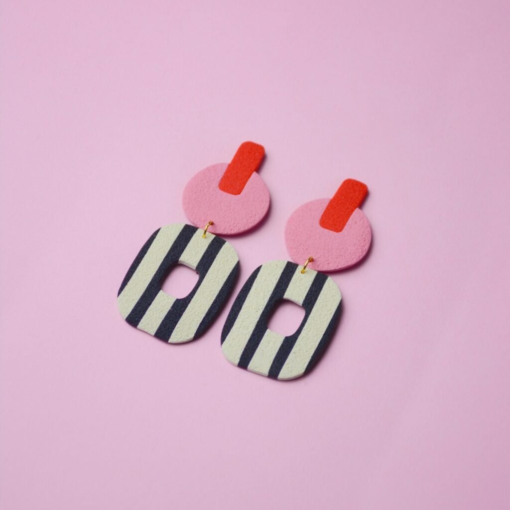 boucles d'oreilles colorées Saboom Ninon rouge rose