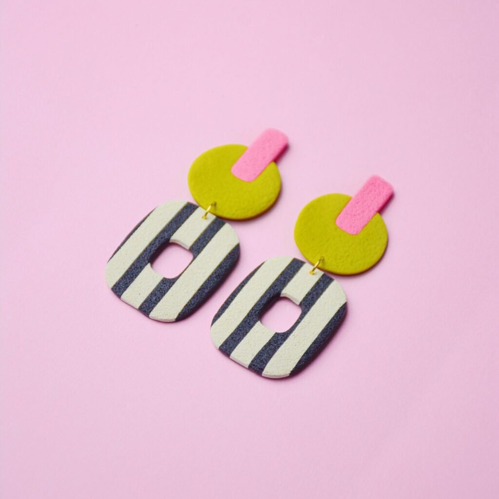 boucles d'oreilles colorées Saboom Ninon vert rose