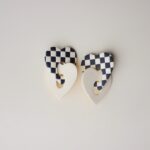 boucles d'oreilles colorées Saboom Yseult damier beige noir