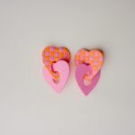 boucles d'oreilles colorées Saboom Yseult damier orange rose